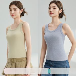Miiow | Womens Sleeveless Tank Top White Underwear Shirt Base Layer Summer New Style MiiOW Cat Person Simple Style Pure Color