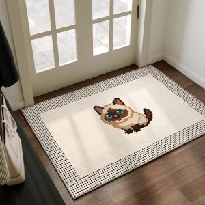 Thảm Chùi Chân VIKAMA Pixel Dachshund Chống Trơn Trượt Thấm Hút Có Thể Giặt Được Thảm Lối Vào Trong Nhà Ngoài Trời Phong Cách Hiện Đại Trang Trí Nhà Cửa Họa Tiết Hoạt Hình