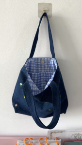 Túi vải canvas nhỏ xinh cho mùa hè năng động túi vải thêu ins xách tay túi hộp cơm chất denim