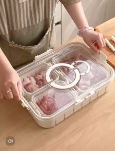 FSB Container Kulkas Tempat Peyimpanan Kotak Penyimpanan Kulkas Rak Portabel Disegel Gesper Ganda Rak Dapur Sayuran Buah dan Daging Kotak Penyimpanan Beku