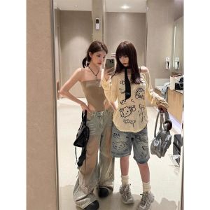 Áo Thun Dài Tay Chống Nắng Cổ Chữ V in Họa Tiết Hoạt Hình Phong Cách Hàn Quốc Mùa Hè Mới Rộng Rãi Thoải Mái Đa Năng