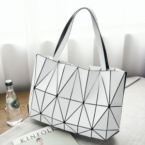 2025 New Geometry Diamond Pattern Womens Handbag Shoulder Bag Foldable Versatile Ladies Bag Soft Handle Zipper Closure PU Leather