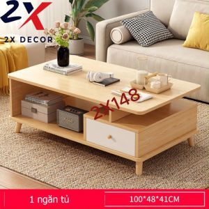 Bàn trà bàn phòng khách thiết kế có ngăn tủ bên dưới tăng không gian lưu trữ 2X Decor-2X148.
