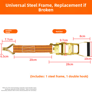 MONLEYTA | Thickened Strap Wagon Tie Down Rope Tightener Buckle Flat Help Bandage Tautness Enhancer Wheel Chock Polyester Material