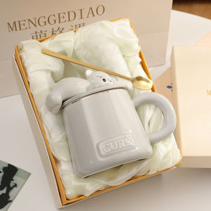 Ceramic Mug with Lid Office Couple Water Cup Home Creative High Aesthetic Value Cute Cup Adult Beverage Utensils China