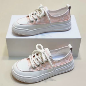 Breathable Thin Upgraded Summer Womens Flat Bottom Sports Casual Shoes Leather Canvas Slip-On Sneakers Versatile Casual Footwear