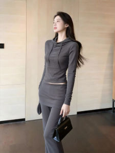 DANTING | Hooded Grey Womens Two-piece Outfit