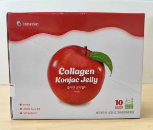 INNERSET Collagen Konjac Jelly - Apple Flovour 150g x 10 Pouches Zero Fat Zero Sugar Rich in Vitamin C (Halal Certificate)