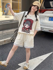 Bộ cộc tay bé gái đồ bộ cho bé gái mùa hè quần áo mùa hè cho bé gái mẫu PSE size 18-50kg chất liệu cotton thoáng mát