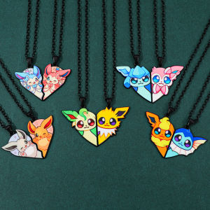 2pcs Pokemon Eevee Umbreon Espeon Sylveon Jolteon Flareon Necklace Cute Anime Game Charm Jewelry Metal Pendant for Collection