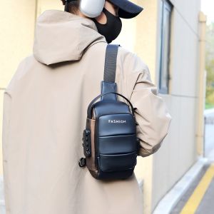 Lightweight Casual Chest Bags for Men Portable Minimalist Anti Theft Password Lock Small Shoulder Bag Waterproof Mens Sling Bag
