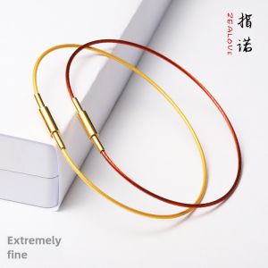 Fine Steel Wire Carrying Strap Womens 1mm Gold Red Wear Small Hole Transfer Beads Woven Leather String Bracelet This Animal Year Red Rope