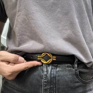 Women Belts Retro Two layer cowhide Elegant Slim Belt Golden Buckle Design Adjustable Girls Ladies Long Straps Waistbands Dress Coat Alloy Buckle Letter Buckle Gold Decorations Leisure Belt