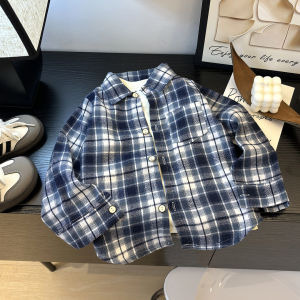 JIFANPAUL | Long Sleeve Plaid Open-Front Shirt for Boys and Girls