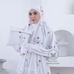 Mukena Terusan Dewasa Katun Lembut Bordir Amira Mukenah Lajuran