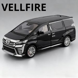 1:18 Scale Vellfire Alphard Business Car Model Toy Automatic Door Opened Starry Sky Top Models Sound Light Gifts for Kids Boys