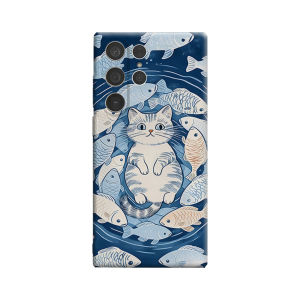 Potdemiel | Cat Fish Circle Phone Case for Samsung Galaxy S26 S25 Ultra S24 S23 Ultra Plus Shockproof Double Layer Tough Back Cover