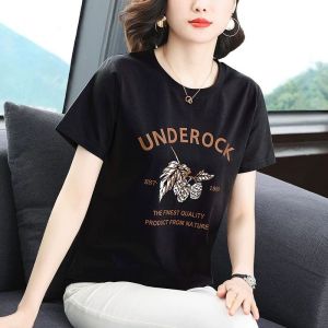 QIAOXIZI | Crew Neck Short Sleeve Tshirt For Mid Aged Women Summer