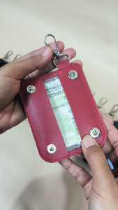 Dompet STNK Round Gantungan Kunci Motor Mobil PU Leather Souvenir Free Grafir Nama atau Logo Kulit Sintetis Tebal 10 x 4 cm