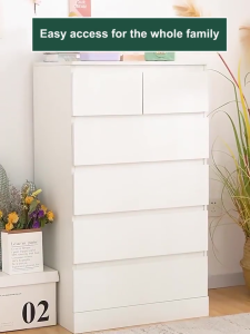 Solid wood chest of drawers 3/4/5Cabinetabedroom bed end storage cabinet modern and simple living room wall drawer chest cream