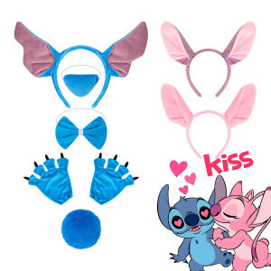 Disney Lilo&Stitch Angel Costume Play Accessores Headband Bow Nose Kid Birthday Party Photography Props Experiment 626 Disguise