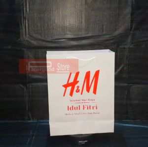 Paper bag HNM Lebaran putih Medium 2 sisi 33 x 26 x 12 cm