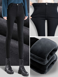 Fleece Thickened Pants for Women Large Size High Waist Slim Leg