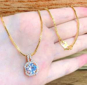 KALUNG EMAS WANITA GEMBOK PERMATA 45cm XUPING ANTI LUNTUR