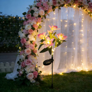 Solar Orchid Light LED Flowers Garden Home Decorative Light Landscape Orchid Rose Lamp Yard Lawn Path Christmas Halloween