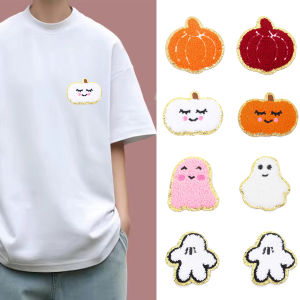 Spooky Pumpkin Cute Halloween Patches For Clothing Backpack Decoration Diy Applique Iron On Embroidery Badge For Hat Bags