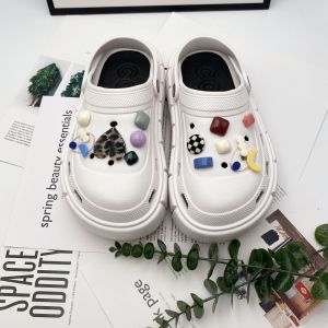 12 Cái/Bộ CROCS jibbitz Charms giày tự làm đầy màu sắc thời trang hình học có thể tháo rời giày hoa khóa Guốc trang trí cho CROCS