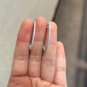 Pretty Beauty Moissanite 50mm Large Hoop Earrings for Women 925 Silver Full Pave Inside Out Diamond Big Earrings Wedding Jewelry