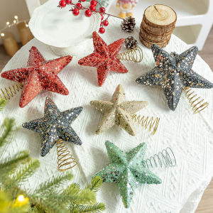 【Hibeautylife】Premium Christmas Tree Topper Star Gold/Silver Glitter Foam Star Toppers Xmas Tree Hanging Ornament DIY Party Decor Pendant
