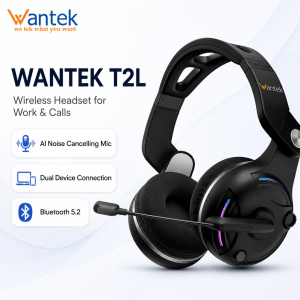 Wantek T2L Wireless Headphones Bluetooth 5.3 Gaming Headset with Mic ENC Noise Cancelling Hi-Fi Stereo