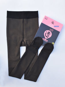 ถุงน่องผู้หญิงหนาป้องกันลมฤดูใบไม้ร่วงและฤดูหนาว ถุงน่องผ้าซาตินสีดำ ทรงเข้ารูป ความยาวปานกลาง ด้านนอกเป็นผ้าฝ้ายผสม