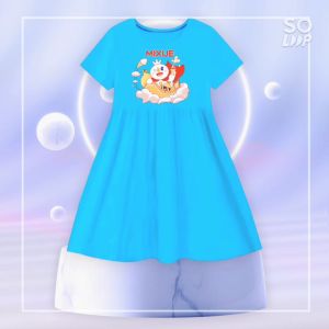 Dress kerut anak perempuan MIXUE PERAHU