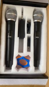 Wireless Microphone set Karaoke Dual UHF Handheld Dynamic Rechargeable 800mA Mic For videoke Live stage Wedding Party Speech Church Club