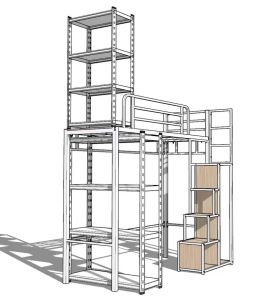 Loft bed with shelf customize singapore for helper room/bomb shelter/store room/unity