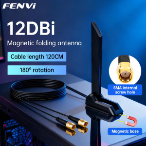 FENVI WiFi 6E Antenna Tri-Band Antenna 6GHz/5GHz/2.4GHz Magnetic Foldable 12DBi High Gain External Signal Receiver For PC Router