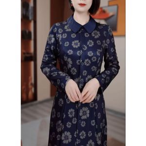 MAIMEI | Elegant Ladys Mid-Length Slimming Qipao Dress Spring Autumn New Style Waist-Cinching Base Layer A-Line Skirt Long Sleeve