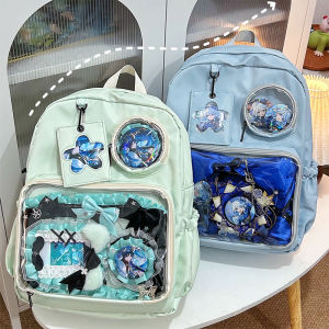 Large Capacity Womens Backpack Transparent Double Shoulder Bag Japanese Style 2025 New Computer Bag School Bag Anime Cartoon