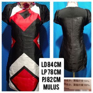 DRESS LENGAN PENDEK HITAM/MERAH 210