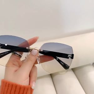 WDS Kacamata Hitam Tanpa Bingkai Bentuk Kotak Persegi Desain Mewah Import Murah