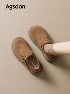 Agsdon Womens Thick Bottom Birkenstock Shoes 2025 New Autumn Heightening Slip-On Soft Bottom Single Shoes Casual Style