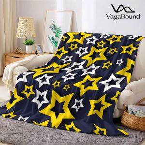 BILIBILI | Yellow Layer Star Print Flannel Blanket Warm Soft Halloween Christmas Decorative Couch Warm Cozy All-Season Gift