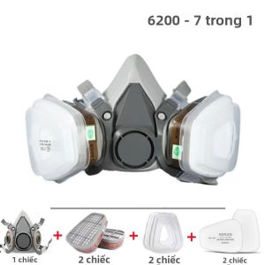 Mặt Nạ Phòng Độc 8 Trong 1 6200 Có Kính An Toàn Mặt Nạ Phòng Độc Nửa Mặt Để Phun Sơn Công Việc Đánh Bóng - Bảo Vệ Hóa Chất