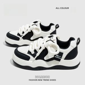 Warrior | รองเท้าผ้าใบสีขาวสำหรับผู้หญิง ทรงพื้นหนา สีชมพูดอกซากุระ หวาน หลากหลาย ฤดูใบไม้ผลิและฤดูใบไม้ร่วง รองเท้าผ้าใบแบบสวมสบาย