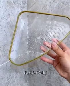 ชั้นวางของติดผนัง ที่เก็บของในห้องน้ำไม่ต้องเจาะผนัง ที่วางของอเนกประสงค์เหลี่ยมและเข้ามุมB810