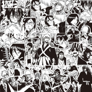 Bandai | BLEACH Anime Bộ Hình Dán Chống Nước Đen Trắng Đề Can Cho Ván Trượt Xe Laptop Xe Đạp 10/30/75 Chiếc DIY Cổ Điển Hoạt Hình Trang Trí