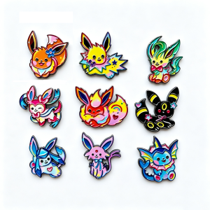 Bandai | 9Pcs Colorful Chibi Fantasy Creature Enamel Pins Cute Monster Elf Evolution Lapel Brooches Collectible for Backpack Badge